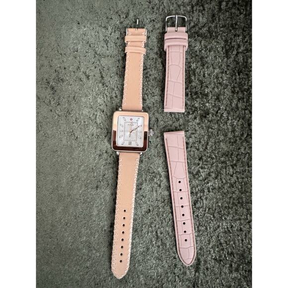 Michele Deco Sport Rose Gold Watch MWW06K000015 w/ Pink Strap & New Leather Band - Picture 1 of 5